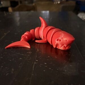 Red 3D Printed Toy Shark | Fun Desk Decor or Fidget
